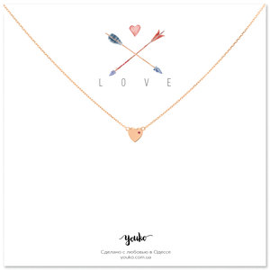 Heart encrusted with red zircon necklace, pink gold plated