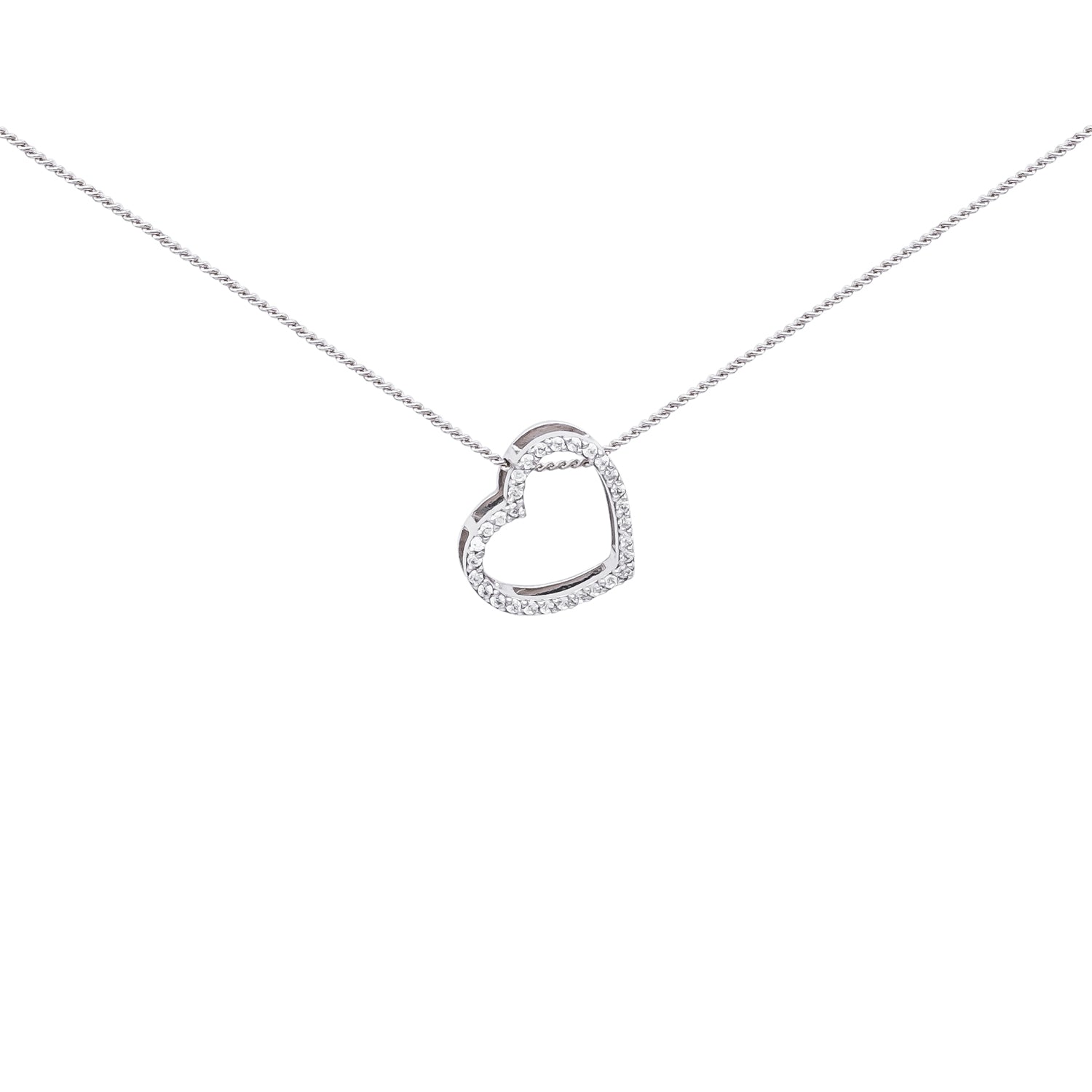 Shining Heart necklace, silver color