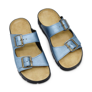 Women's leather sandals Lind, blue gloss