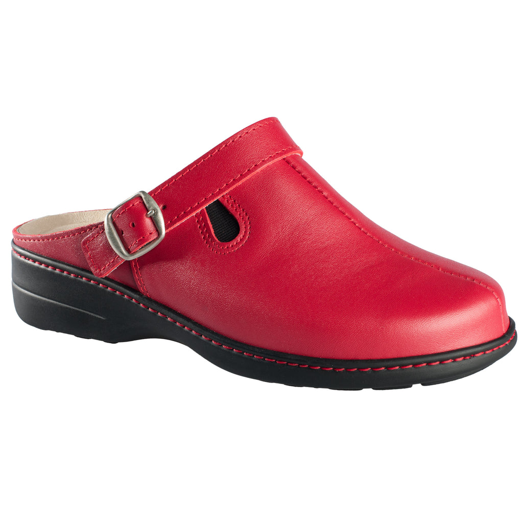 Leather mules SELMA RED